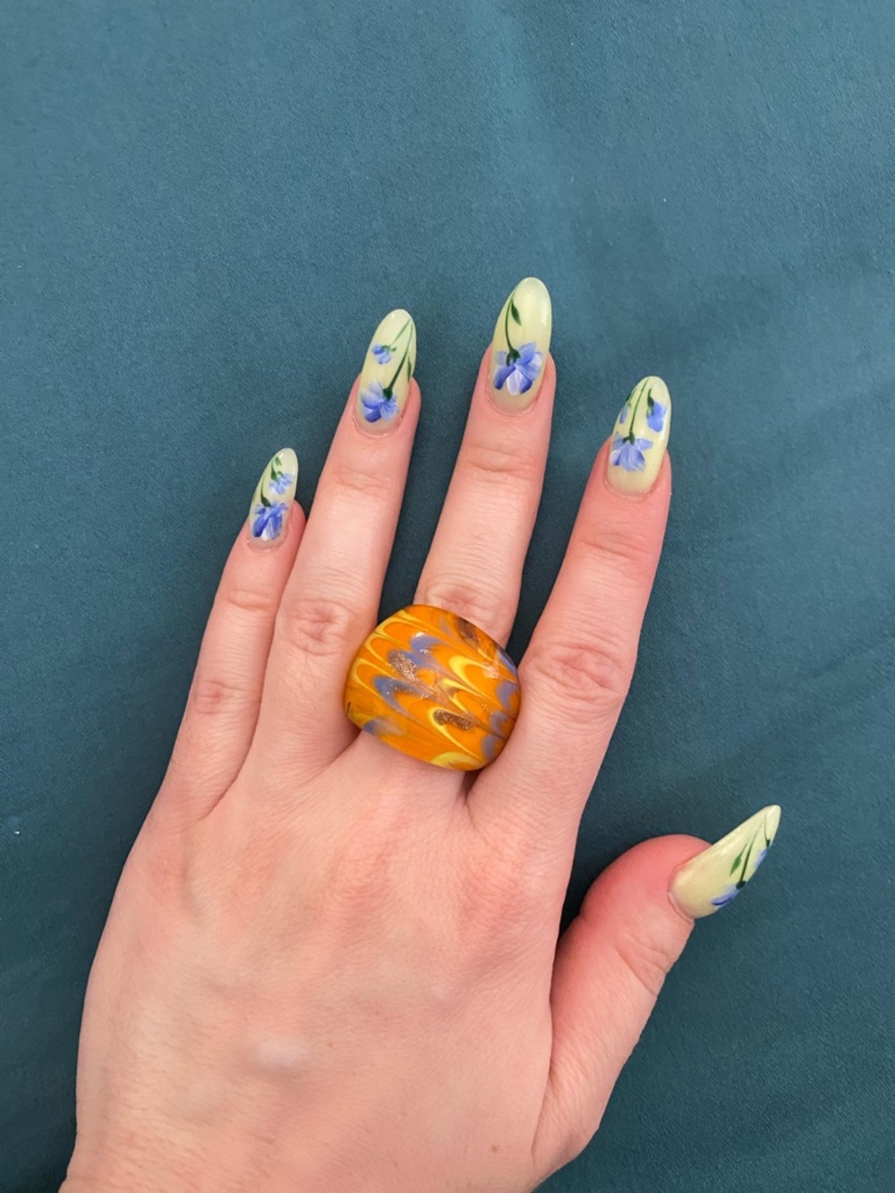 Bold Marbled Orange Dome Ring